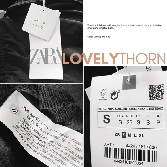 ZARA // black strappy plunge open back goddess midi dress - Picture 15 of 16